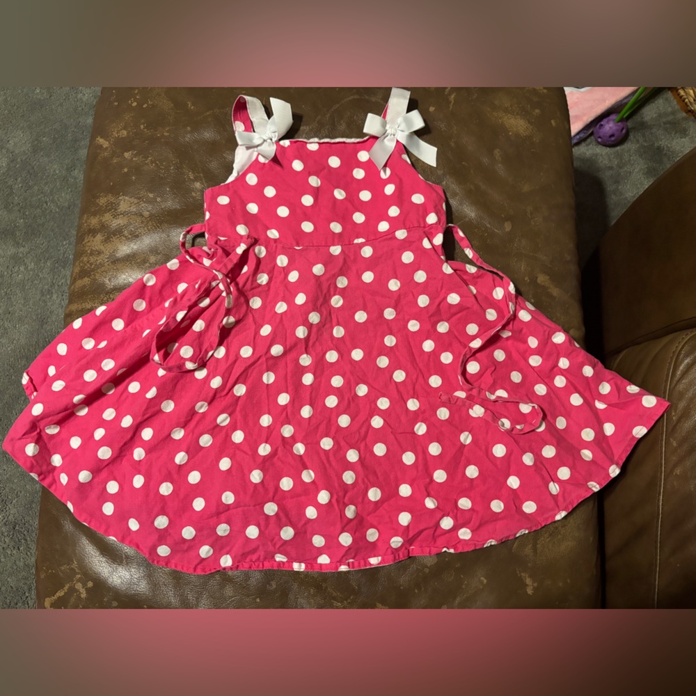 Bonnie Jean hot pink and white polka dot dress 4T
